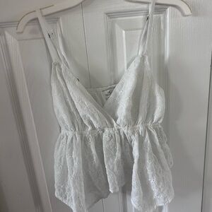 Hollister White Eyelet Spaghetti Strap Cami